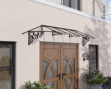 Palram - Canopia Lily 12' x 3' Victorian Door/Window Awning, Black/Clear