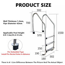Swimming Pool Ladder,2/3 Steps Stainless Steel Step,Inground Pool Handrails with Pedal,Easy Assembly and Climbing(3 Steps,1.2mm)