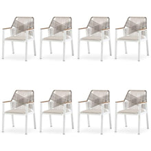 Aluminum Wicker Patio Dining Chairs Set of 8 with Built-in Cushions, 350lbs