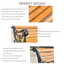 Garden Bench Patio Bench Porch Bnech Chair Deck Hardwood Cast Iron Love Seat,Weather Proof Patio Furniture Bench Chair Slatted seat, for Lawn Yard Porch Work Entryway