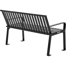 Global Industrial 4 ft. Outdoor Park Bench with Back, Vertical Steel Slats
