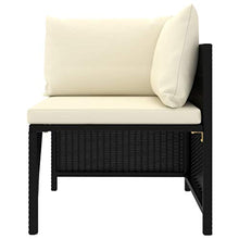 Kaorsrow 3 Piece Outdoor Lounge Set, PE Rattan Sectional Couch & Ottoman with Cream Cushions, 23.6 x 23.6 x 12.6 in Modern Patio Furniture Set for Garden Balcony Backyard