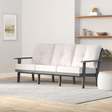 POLYWOOD® Lakeside Deep Seating Sofa in Slate Grey/Natural Linen