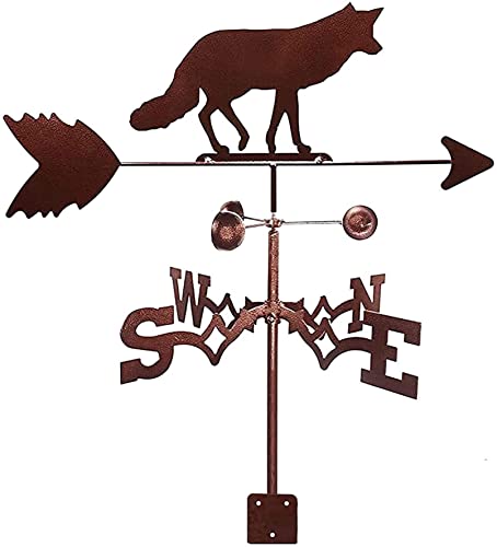 Weathervanee with Roof Mount Metal Weathervane Decoration Black Weather Vane Wind Direction Indicator Kit Metal Bracket Weather Vane for Roof Garden Home Garden Sheds Fence Posts Pergola (Wolves)