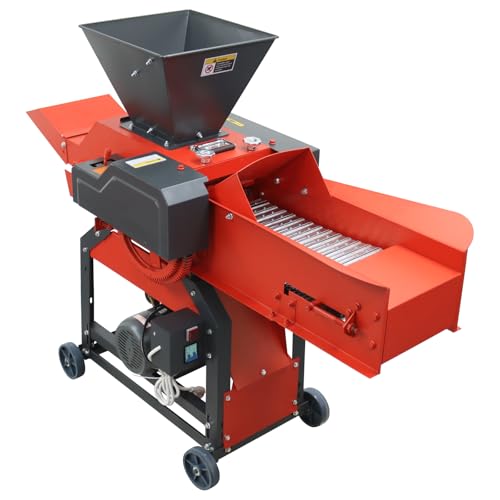 BEILOCKERY Hay Cutter and Kneading Machine 4-Blade Straw Crusher Pulverizer Grass Corn Straw Potato Tuber Animal Feed with Conveyor 880-1760LBS/H 220V 2.2KW