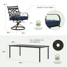 Hanover Montclair 9-Piece Outdoor Dining Set with 8 Swivel Rocker Chairs and Table, Navy