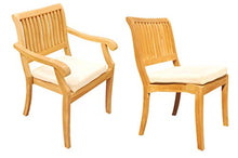 WholesaleTeak 12 Seats 13 Pcs Grade-A Teak Wood Dining Set: 122" Atnas Double Extension Rectangle Table and 12 Arbor Stacking Arm Chairs #WHDSAB81