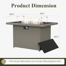 Propane Fire Pit Table, 44" Outdoor Gas Fire Pit with Glass Wind Guard & Waterproof Cover