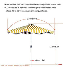 3WWWQMAA8 9ft Patio Umbrella, Market Table Canopy Umbrella with Crank and 8 Ribs, Outdoor Deck Parasol Sun Shade Waterproof, Protective (Color : Black) (Red) (Yellow)