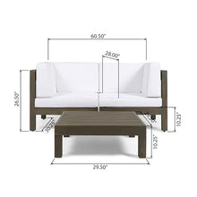 Kaimei OANA 3-Piece Acacia Wood Loveseat Set with Coffee Table White