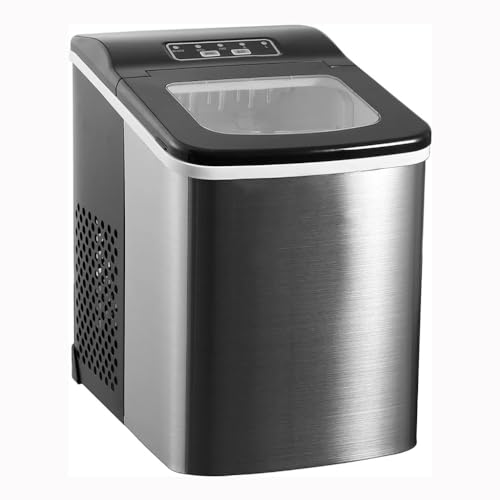 TEDILUVI Compact Countertop Ice Maker Makes 26 Lbs. of Shaped Cubes Per Day Silver Stainless