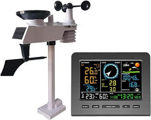 SHANBOYU Wireless Weather Station with Outdoor Sensor, Weather Station with Solar Cell, Measures Weather ecast, temperature, air pressure, humidity, wind meter, rain meter, moon phase, alarm clock