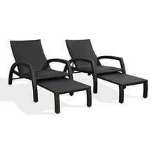 Iwicker Handwoven Rattan Chaise Lounge Chairs Set of 2 Black