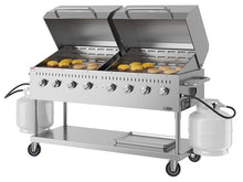 60 in. 8-Burner Commercial Outdoor Propane Gas Grill with 2 Roll Dome Covers in Stainless-Steel, ETL Listed (CGKIT6-D30D30)