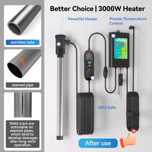 3000W 240V Titanium Fully Submersible Immersion Corrosion-Proof Water Heater, with Leakage Protection & Digital Thermostat, for Seawater Swimming Pool, Large Outdoor SPA, Commercial Large Pool
