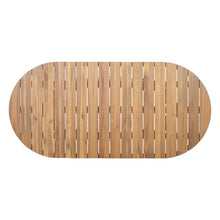 Christopher Knight Home Hizto Oval Outdoor Dining Table, Tapered Vertical Slatted Single Base, Slatted Design Acacia Wood Patio Dining Table, Solid Wood Outdoor Table for Garden Backyard, Light Teak