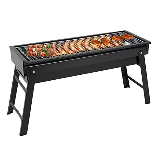 zxb-shop BBQ grill Portable Charcoal Grill Black Metal Foldable BBQ Grills Outdoor Cooking Charcoal Barbeque for Picnic, Camping, Patio Backyard Cooking - 23.62×8.66×12.99 inch Camping Grill