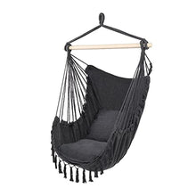 LUCBEI Swings Seats Garden Chair Hanging Hammock Chair Swing Deluxe Outdoor Indoor Garden Furniture Hanging Rope Chair with Pillow Porch Decor Play Set Swings (Color : Dark Grey)