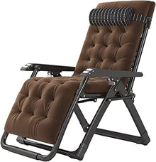 UYCVT Zero Gravity Chair Portable Deck Chair Terrace Garden Sun Lounger Lunch Break Lounge Chair with Upholstered Cushions Chaise Lounges Brown-Size