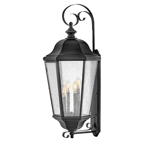 Hinkley Edgewater Grande Enclosed Outdoor Wall Mount Lantern, Black