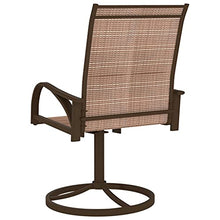 Set of 2 Brown Patio Swivel Chairs with Textilene Sling, Powder-Coated Steel Frame, 360-Degree Swivel Base, Ergonomic Back Support and Curved Arms for Outdoor Garden Lounge
