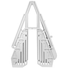 Vinyl Works AF Adjustable 24 Inch Ladder for Above Ground Swimming Pools with Secure Gate Closure and 2 Deck Mount Flanges, White