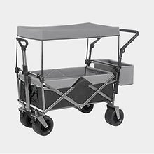 ZGLINMZ Collapsibles Wagon Folding Garden Cart W/Removable Canopy, Extra Large Portable Camping Beach Utilit Cart W/Adjustable Push Pull Handle (Black)