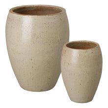 Emissary Home and Garden 18in. L x 24in. H Tropical Sand Stoneware Round Planters with High-fire Treatment (Set of 2)