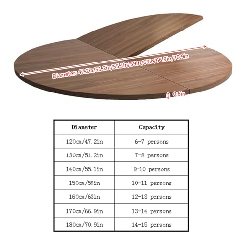 Large Round Foldable Table Top, 47.2-70.9in Diameter Wood Replace Table Top