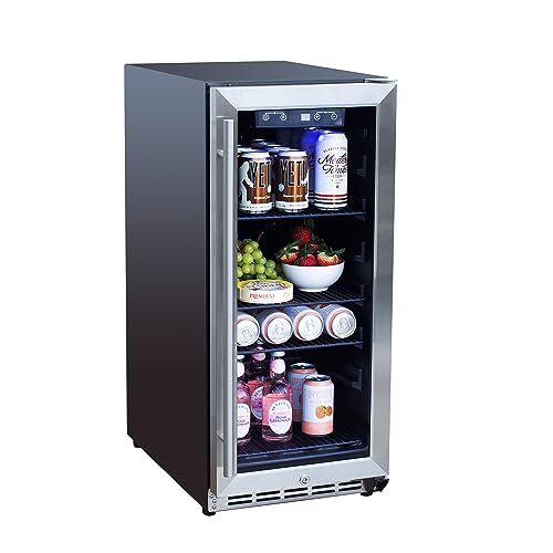 TrueFlame AMD Direct 15" Outdoor Rated Refrigerator with Glass Door and Stainless Steel Handle (3.2c)