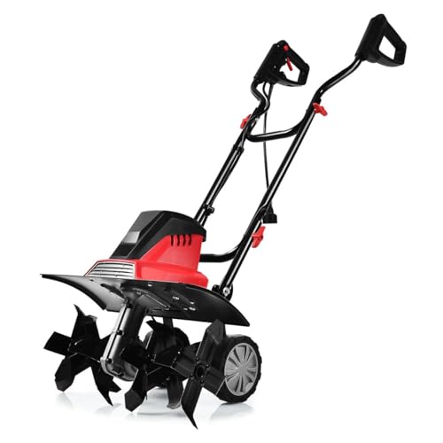 Electric Tiller and Cultivator for Garden Soil Loosening, Weed Control, and Bed Preparation with Adjustable Depth and Ergonomic Handle