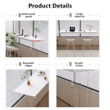 DESALAI White Solid Wood Bar Table, Rectangular Industrial Counter Height Outdoor Table for Bistro Cafe Home, Rustic Acrylic Base, No Stools Included(L86.6*W15.7*H41.3in)