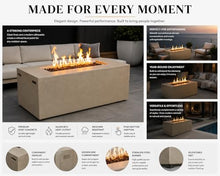 Golden Flame 55-Inch Rectangle Propane Fire Pit Table – Hidden Tank Outdoor Gas Fire Table for Patio & Backyard – Modern Concrete Fire Pit with Push Button Ignition – Graphite