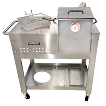 Bayou Classic 700-727 2.5-gal Stainless Bayou® Fryer Workstation Includes Mesh Basket Fry Thermometer Drain Valve High Pressure Regulator w/ 48-in Stainless Braided LPG Hose