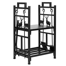 TOMYEUS Wood Storage Log Rack Large Capacity Double Layer Firewood Storage Rack Shelf Organizer Fireplace Wood Stand Firewood Organizer Indoor Outdoor Firewood Holder