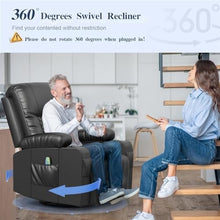 Luxury Recliner Chair with Heated Massage Function, Modern Swivel Rocker Lounge Reclining Seat with Side Pocket, Cup Holders, Ergonomic Living Room Recliners for Adults, Black