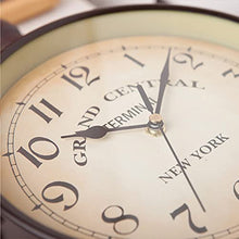 NUHSLF Outdoor Garden Vintage Number Wall Clock, Rotation Double Sided Train Station Clock with Bracket Indoor Decoration Waterproof