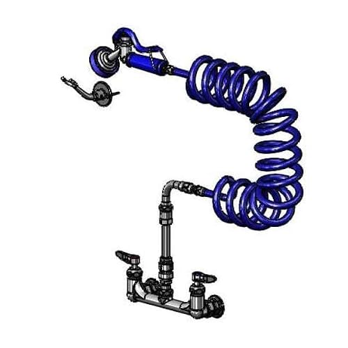 T&S Brass PG-8WESV00ZCJZF Pet Grooming: 8" Wall Mount, Ceramas, VB, 9' Coiled Hose, Angled Blue Spray Valve