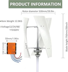 Lbxlhr 10000W/12000W Wind Turbine Vertical Axis Permanent Maglev Generator, Magnetic Levitation Vertical Axis Electric Power Generator 12V-220V, with Controller(12000w,12v)
