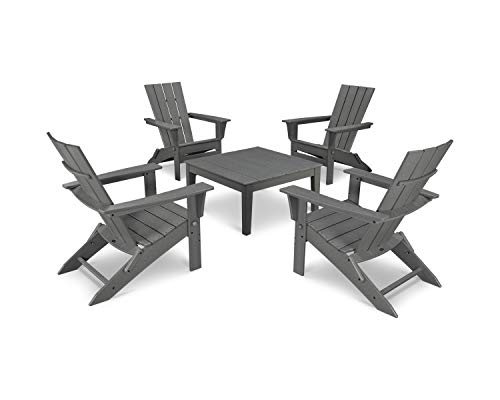 POLYWOOD® Quattro Folding Chair 5-Piece Conversation Set in Slate Grey