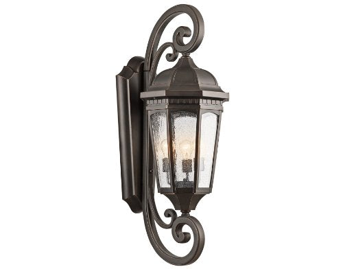 Kichler Courtyard 3-Light Outdoor Wall Light, Rubbed Bronze