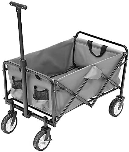 HYUWANGYU Outdoor Folding Utility Wagon Outdoor Garden Trolley Folding Pull Cart Beach Wagon with Handle Family Utility Truck for All Terrain Load Capacity 100 Kg