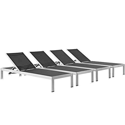 America Luxury - Outdoor Modern Contemporary Urban Design Outdoor Patio Balcony Chaise Lounge Chair Black