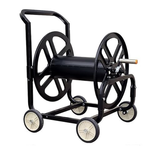 TT-YEL Large Hose Reel Cart, Heavy Duty Metal Hose Reel Cart, Can Hold 250M Hose, Irrigation Hose Trolley with 4 Wheels, Perfect for Large Gardens