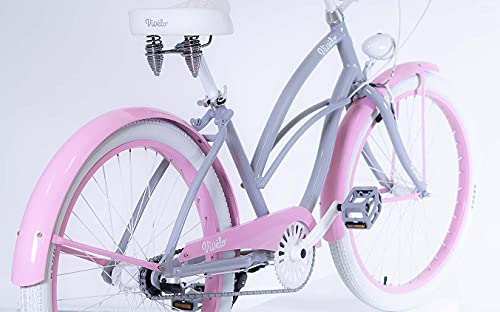 Vivelo LA Donna Beach Cruiser for Women Complete Bike Aluminium Lightweight Frame 26-Inch 7-Speed Adele
