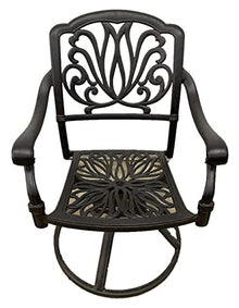 Patio Land Elizabeth Outdoor Cast Aluminum 9-Piece Dining Set with 44x84 Double Burner Table (8 Swivel Rockers, Olefin Walnut)