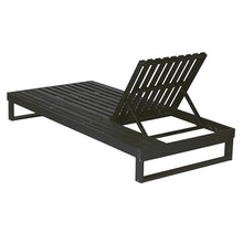 Merax 2 Piece Black Acacia Wood Chaise Lounge with 4-Inch Dark Grey 3-Fold Cushion Set, 4-Position Adjustable Outdoor Patio Lounger with Flat Side Surface, for Poolside