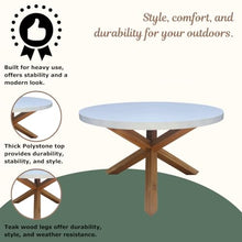 IC INTERNATIONAL CONCEPTS Outdoor Teak Wood Patio Dining Table with Polystone Top - Natural