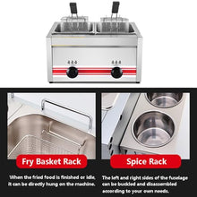 Commercial Fat Frying Machine Stainless Steel Countertop Fryer with Seasoning Tank and Condiment Bottles - Perfect for Fried Chicken Legs, Malatang, Fried Food, French Fries