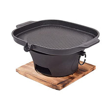 Charcoal Grill Household Barbecue Meat Stove Thickened Barbecue Pot Cast Iron Charcoal Stove With Rectangle Pan Barbecue Grill Outdoor Cooking Picnic Barbecue (Color : Black Size : 37x18cm)